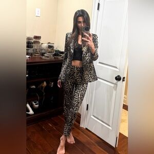 Alice + Olivia Toby Animal Print Schimmer Blazer & Pants